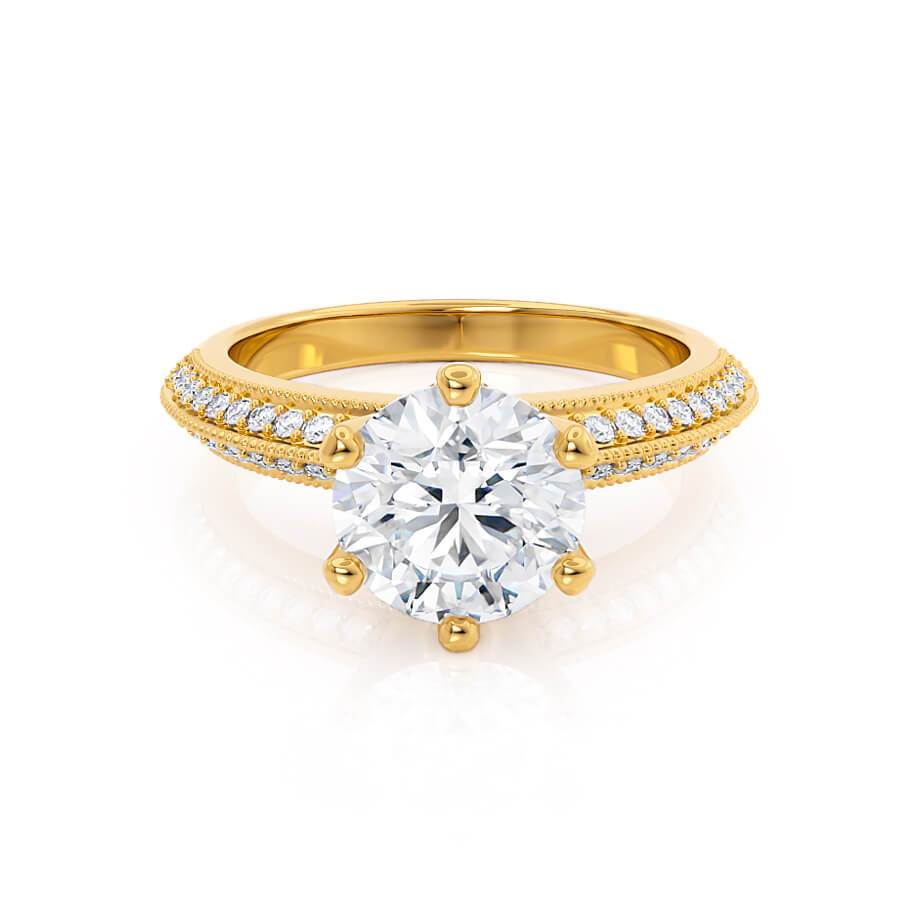 1.50 CT Round Shaped Moissanite Solitaire With Pave Setting Engagement Ring