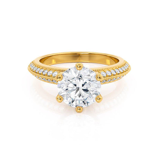 1.50 CT Round Shaped Moissanite Solitaire With Pave Setting Engagement Ring