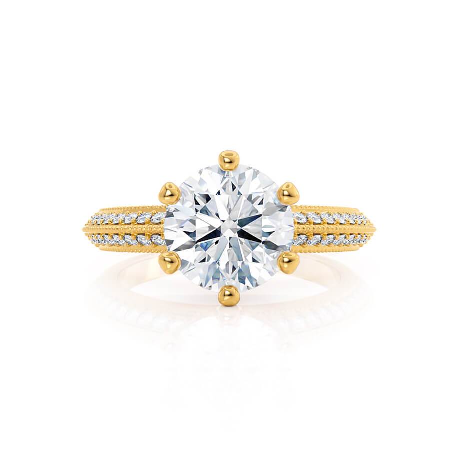 1.50 CT Round Shaped Moissanite Solitaire With Pave Setting Engagement Ring