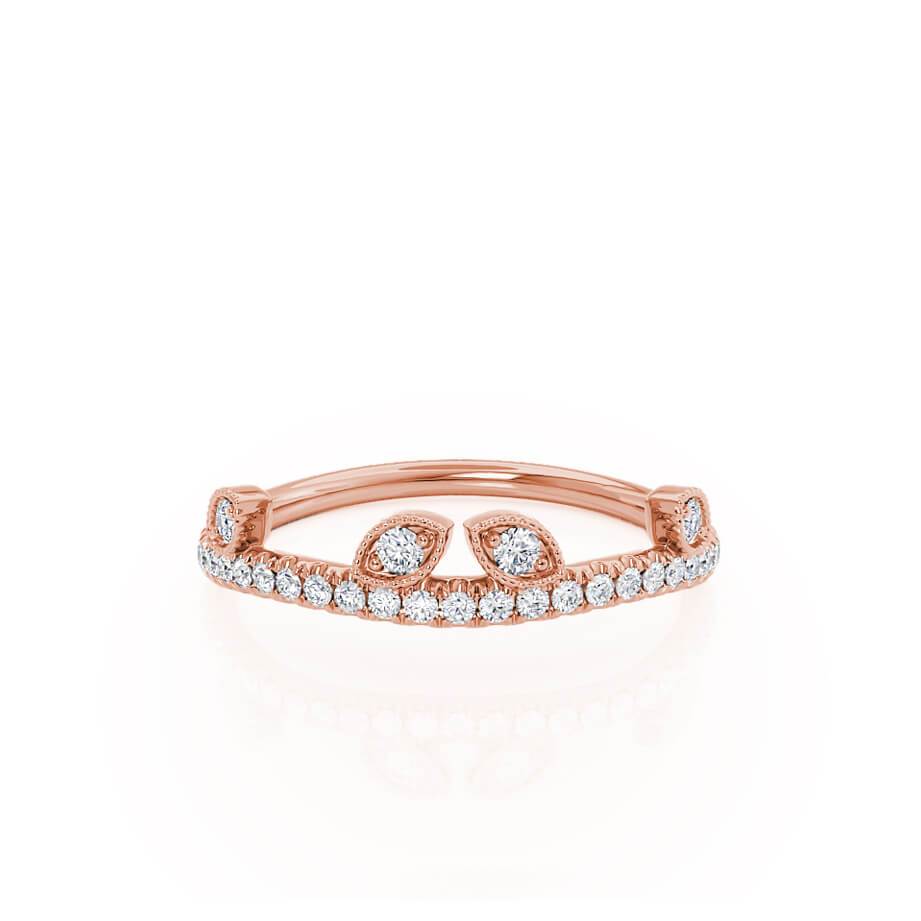 0.21 CT Round Shaped Moissanite Vintage Style Wedding Band