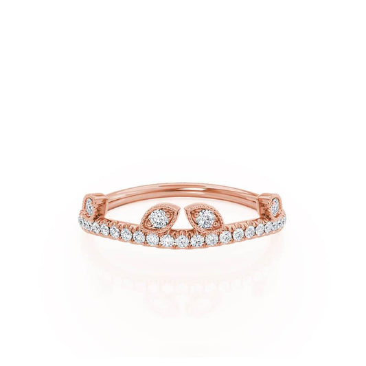 0.21 CT Round Shaped Moissanite Vintage Style Wedding Band