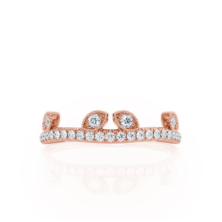 0.21 CT Round Shaped Moissanite Vintage Style Wedding Band