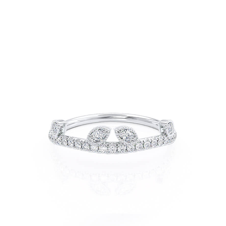0.21 CT Round Shaped Moissanite Vintage Style Wedding Band