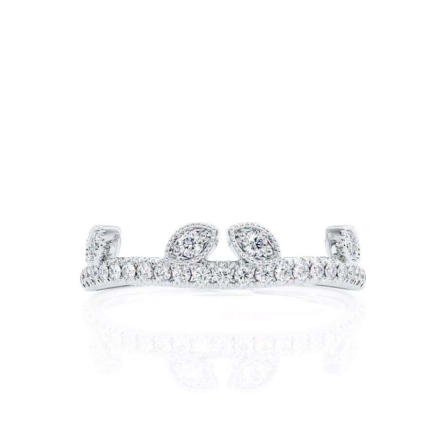 0.21 CT Round Shaped Moissanite Vintage Style Wedding Band