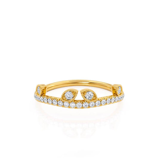 0.21 CT Round Shaped Moissanite Vintage Style Wedding Band