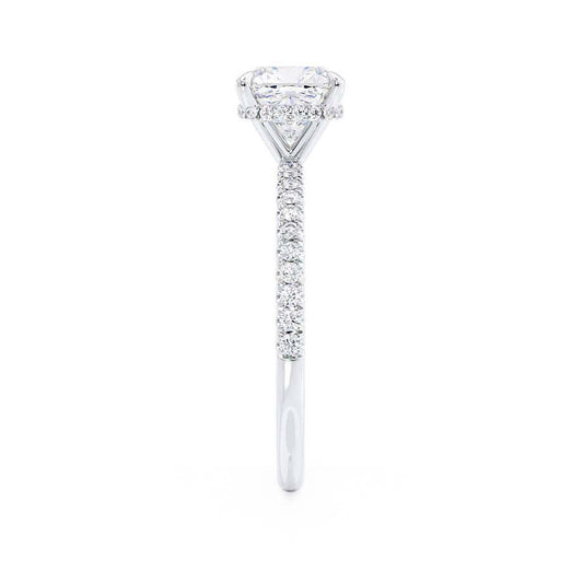 2.40 CT Cushion Shaped Moissanite Hidden Halo Style Engagement Ring