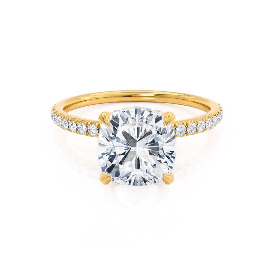 2.40 CT Cushion Shaped Moissanite Hidden Halo Style Engagement Ring