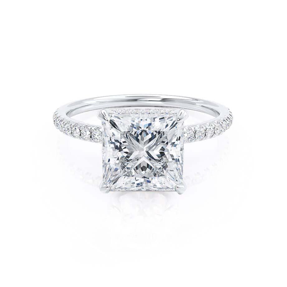 1.50 CT Princess Shaped Moissanite Hidden Halo Engagement Ring