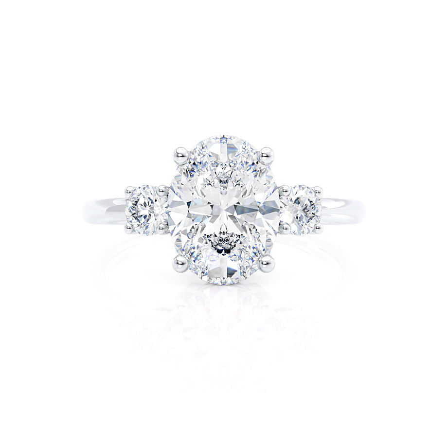 1.75 CT Oval Shaped Moissanite Three Stone Style Engagement Ring