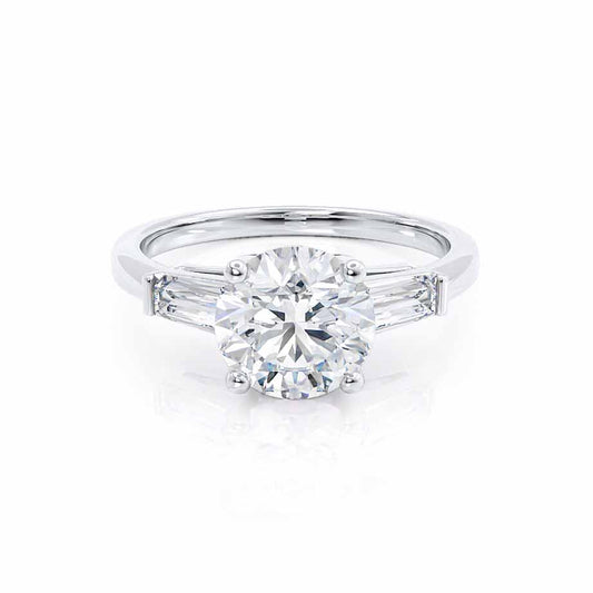 1.0 CT Round Shaped Moissanite Three Stone Engagement Ring