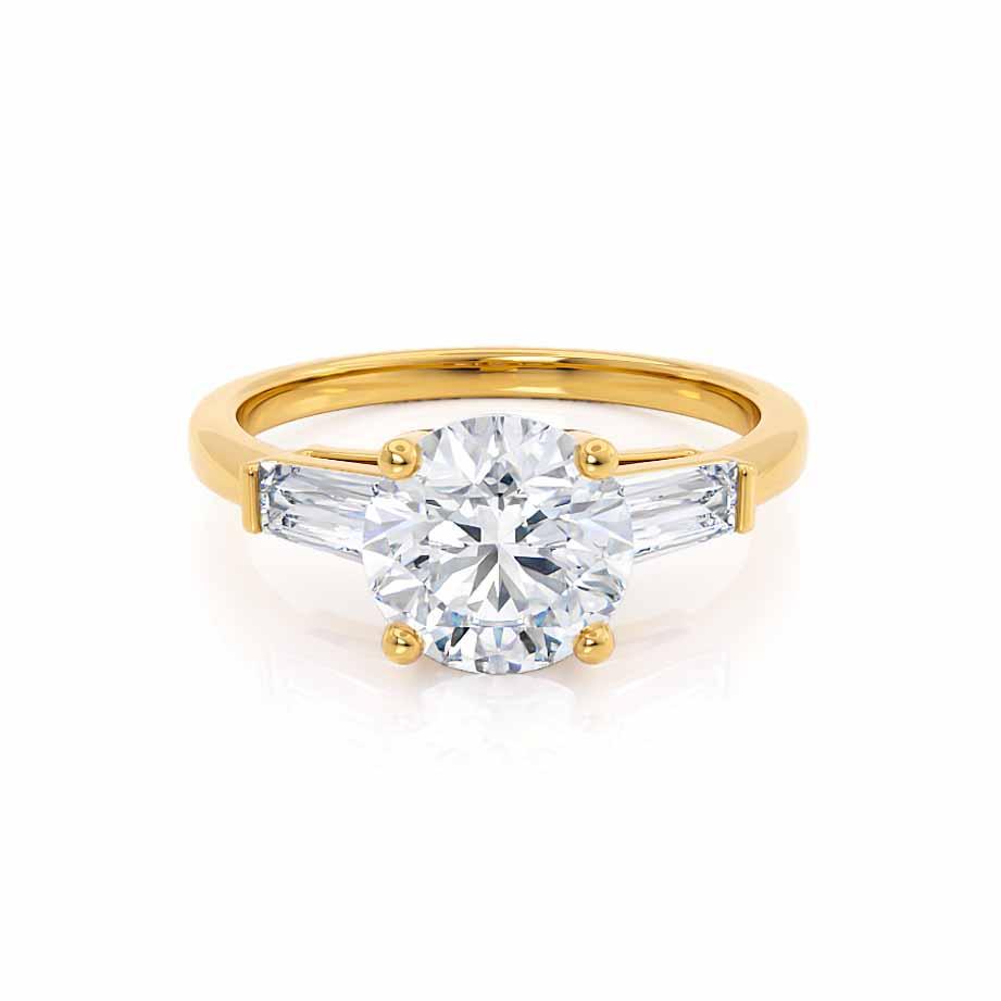 1.0 CT Round Shaped Moissanite Three Stone Style Engagement Ring