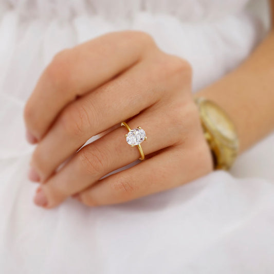 2.10 CT Oval Shaped Moissanite Solitaire Engagement Ring