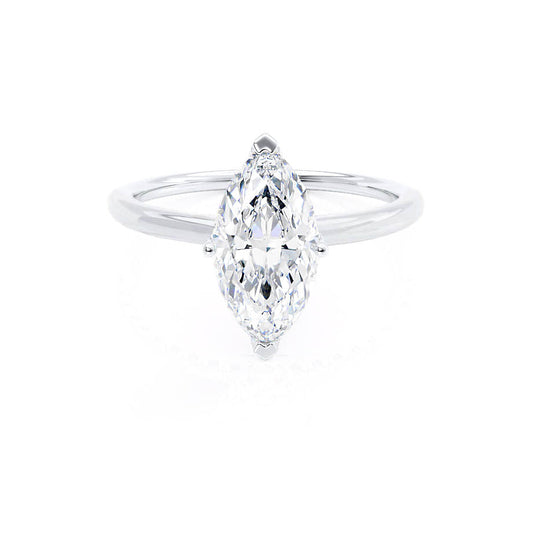 1.0 CT Marquise Shaped Moissanite Solitaire Engagement Ring