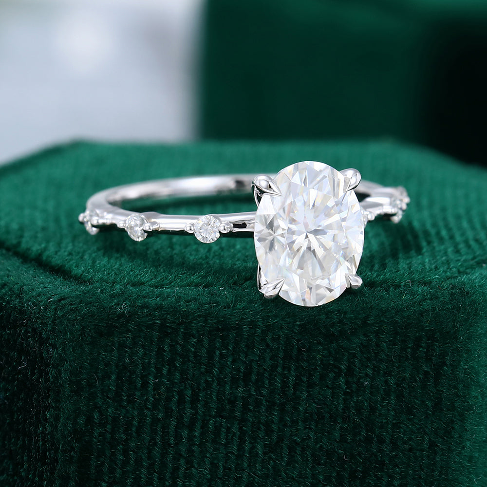 1.91 CT Oval Shaped Moissanite Solitaire Dainty Style Engagement Ring