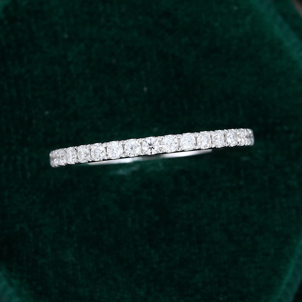 0.25 CT Round Moissanite Half Eternity Wedding Band