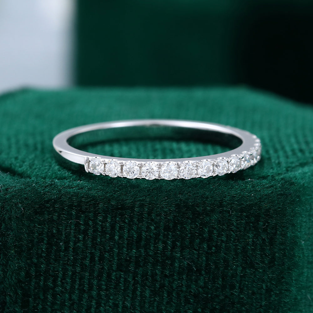 0.25 CT Round Moissanite Half Eternity Wedding Band