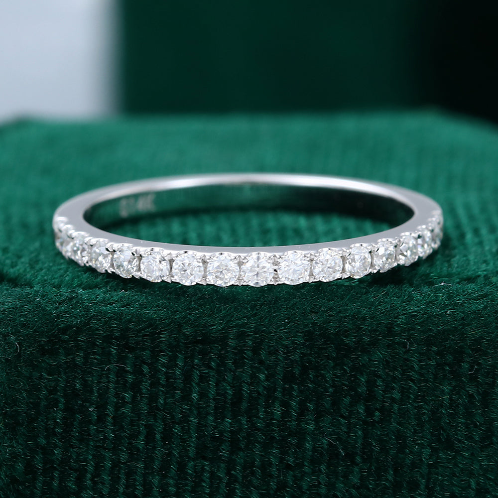 0.25 CT Round Moissanite Half Eternity Wedding Band