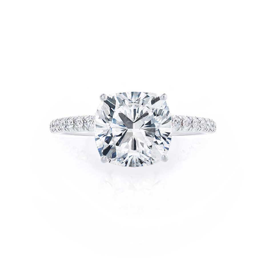 0.80 CT Cushion Shaped Moissanite Solitaire Pave Style Engagement Ring