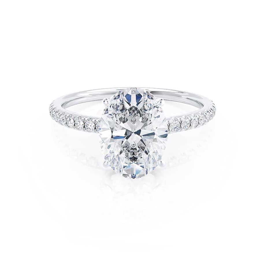 0.90 CT Oval Shaped Moissanite Solitaire Pave Setting Engagement Ring