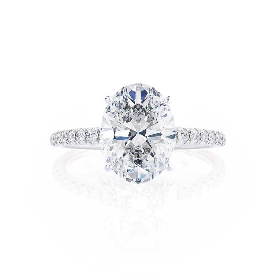 0.90 CT Oval Shaped Moissanite Solitaire Pave Setting Engagement Ring