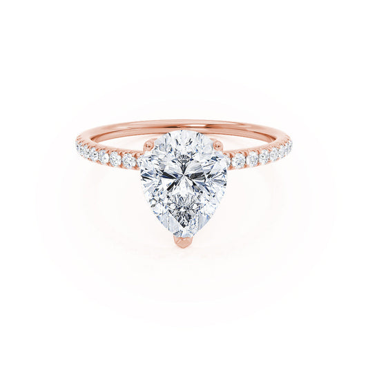 1.20 CT Pear Shaped Moissanite Solitaire Pave Style Engagement Ring