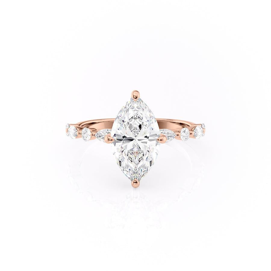 1.58 CT Marquise Cut Solitaire Pave Setting Moissanite Engagement Ring