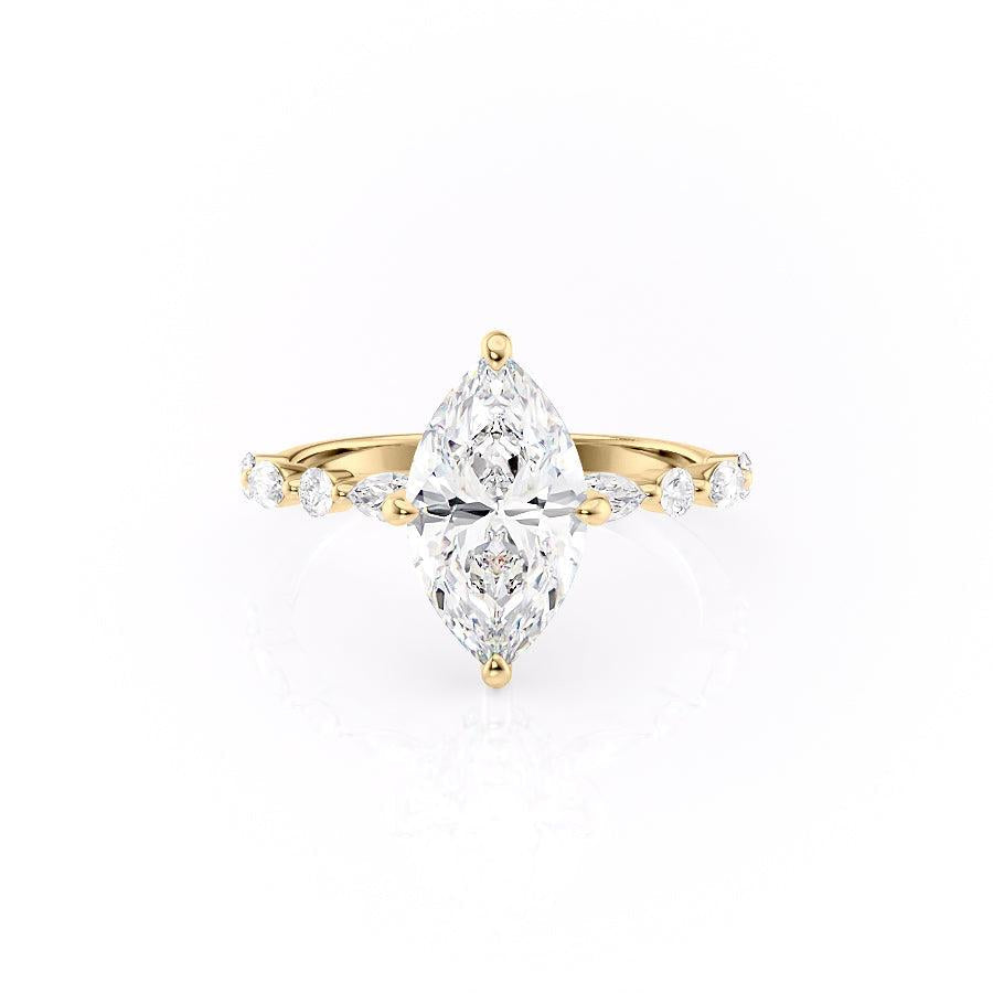 1.58 CT Marquise Cut Solitaire Pave Setting Moissanite Engagement Ring