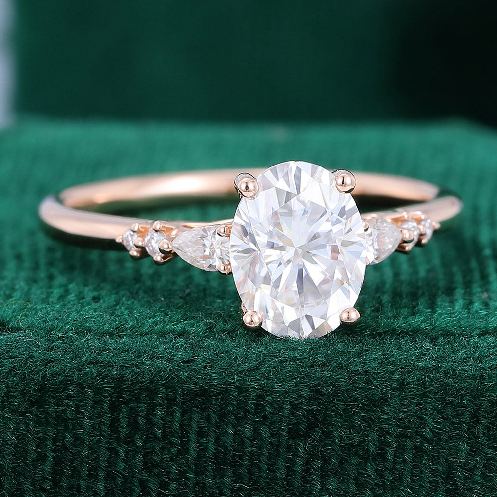 1.50 CT Oval Shaped Moissanite Pave Setting Engagement Ring