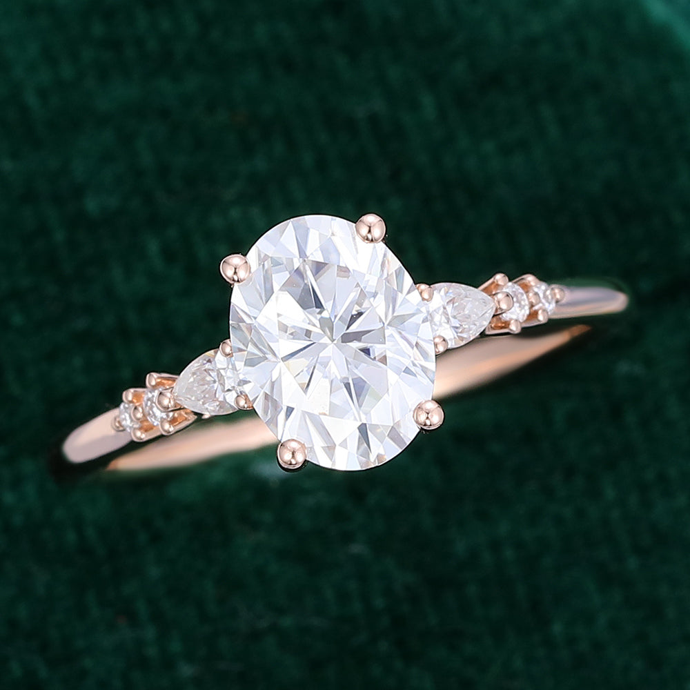 1.50 CT Oval Shaped Moissanite Pave Setting Engagement Ring