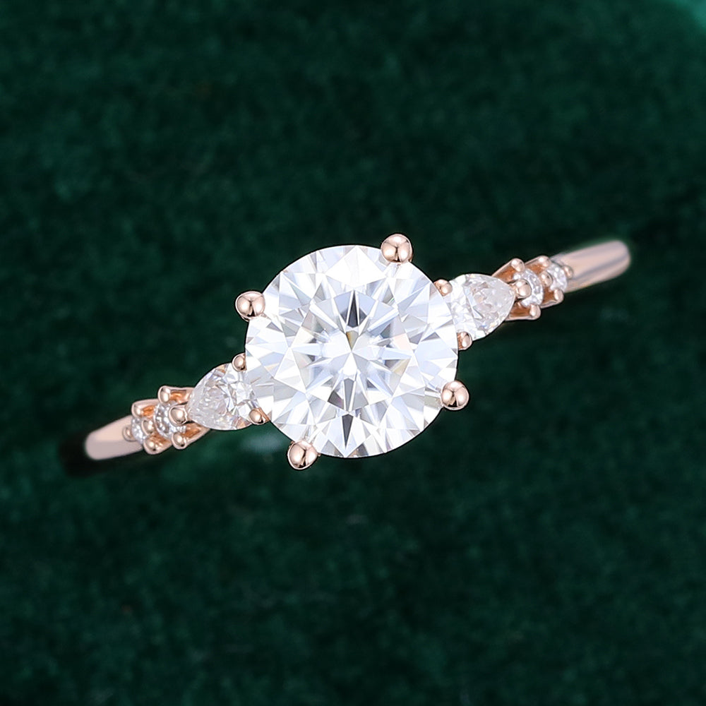 0.88 CT Round Shaped Moissanite Pave Setting Engagement Ring