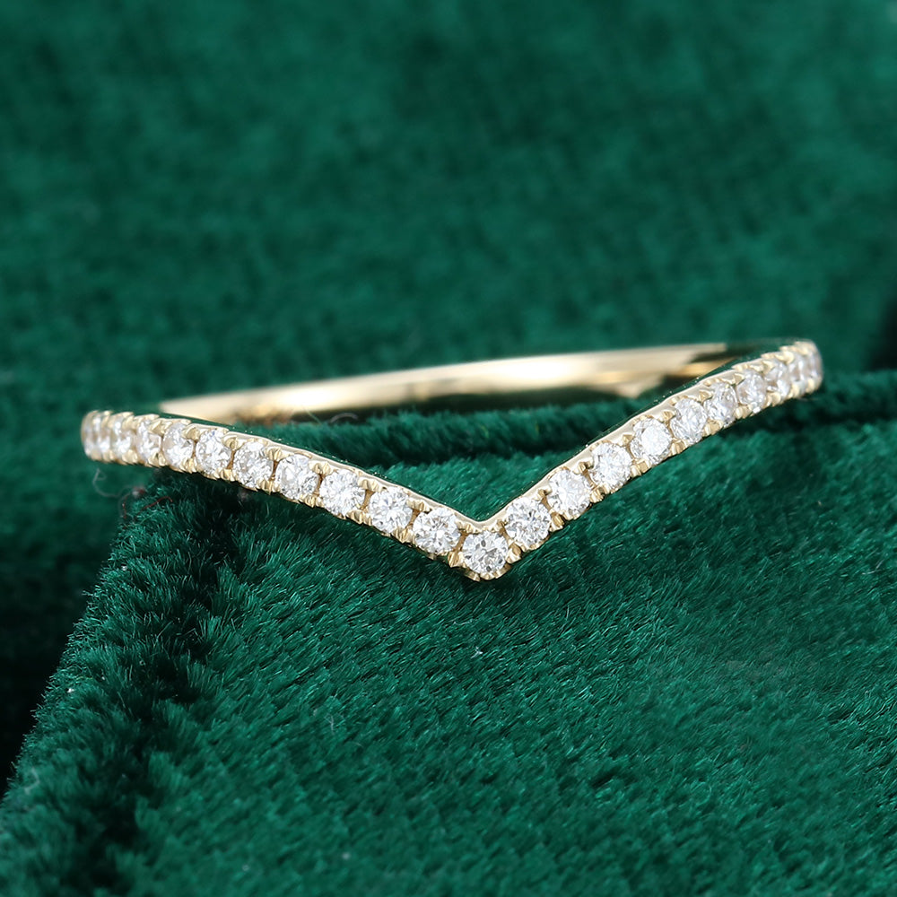 0.13 CT Round Moissanite Curved Wedding Band