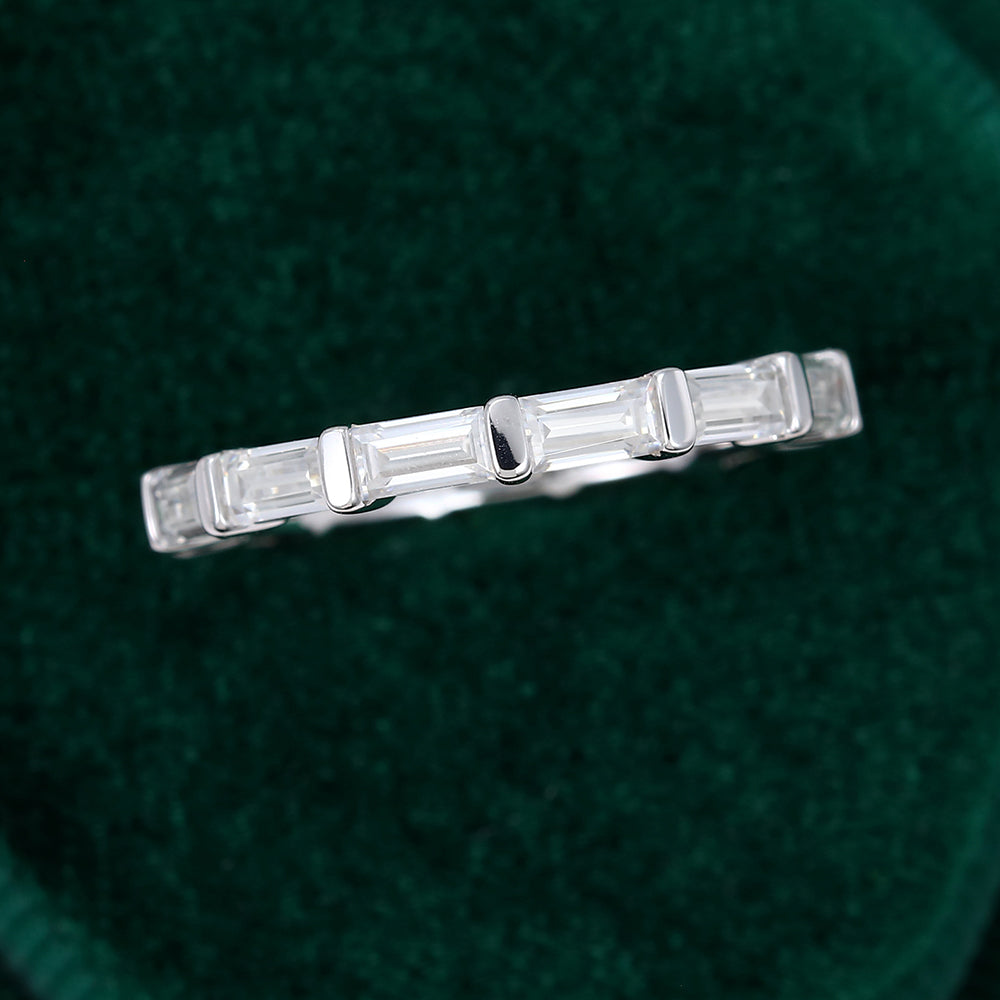 0.11 CT Baguette Moissanite Bar Wedding Band