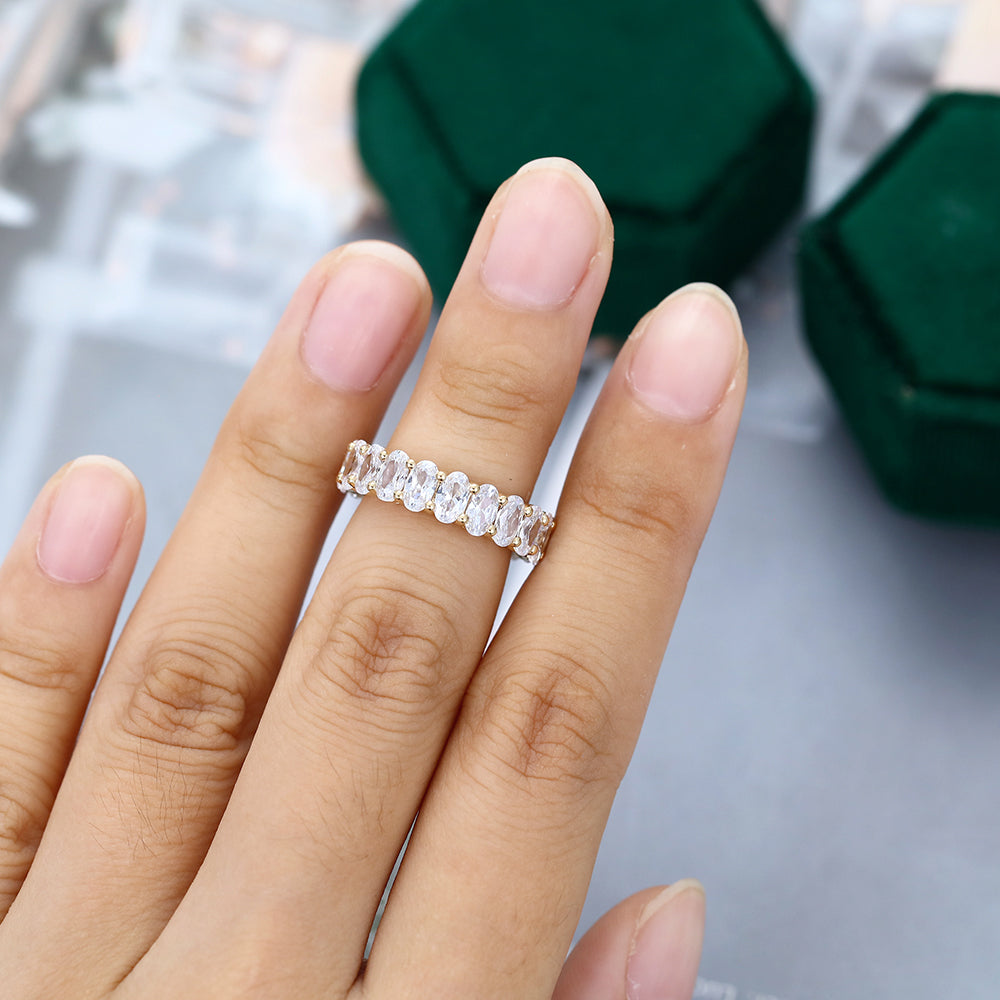 0.23 CT Oval Moissanite Full Eternity Wedding Band