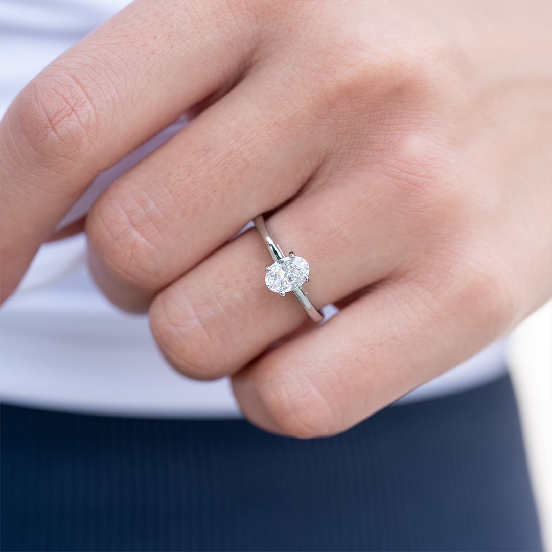 1.33 CT Oval Cut Solitaire Moissanite Engagement Ring