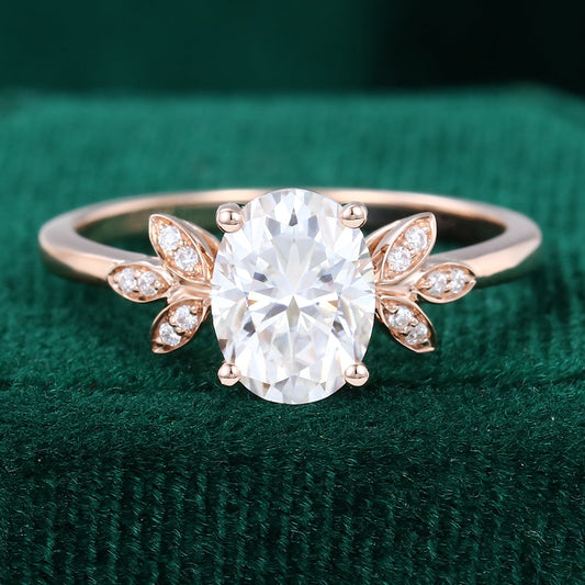 1.33 CT Oval Shaped Moissanite Cluster Engagement Ring