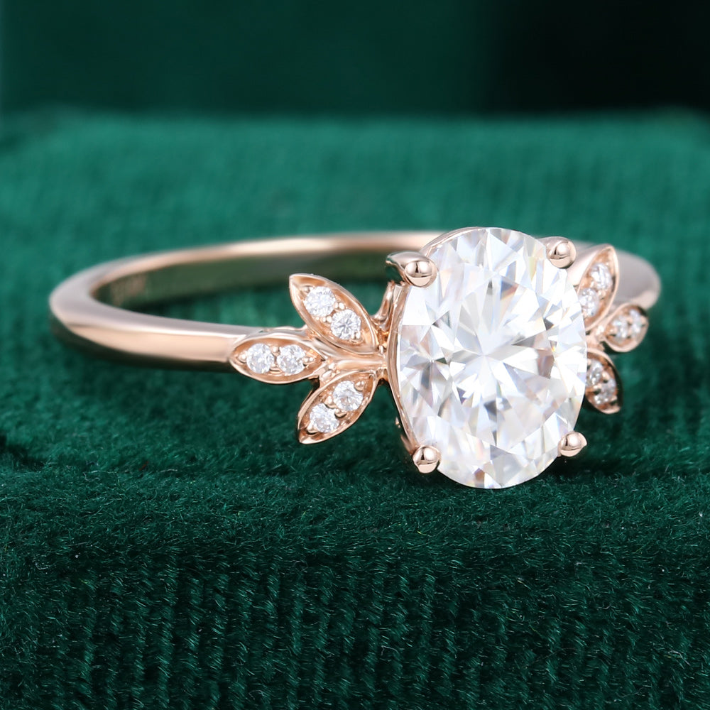 1.33 CT Oval Shaped Moissanite Cluster Engagement Ring