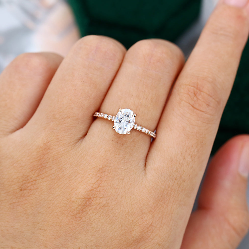 1.33 CT Oval Shaped Moissanite Solitaire Engagement Ring