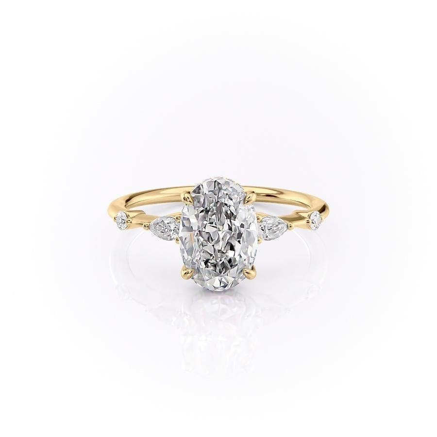 2.10 CT Oval Cut Hidden Halo Dainty Style Moissanite Engagement Ring