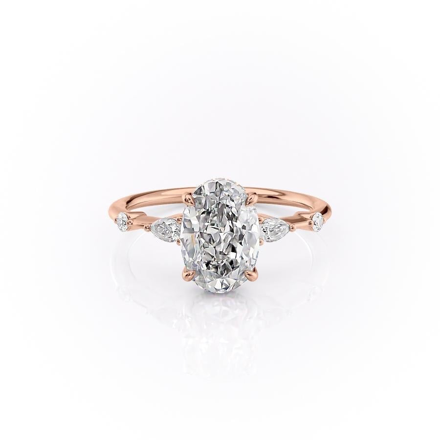 2.10 CT Oval Cut Hidden Halo Dainty Style Moissanite Engagement Ring