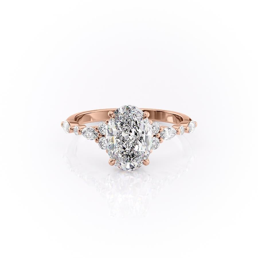 2.10 CT Oval Cut Cluster Moissanite Engagement Ring