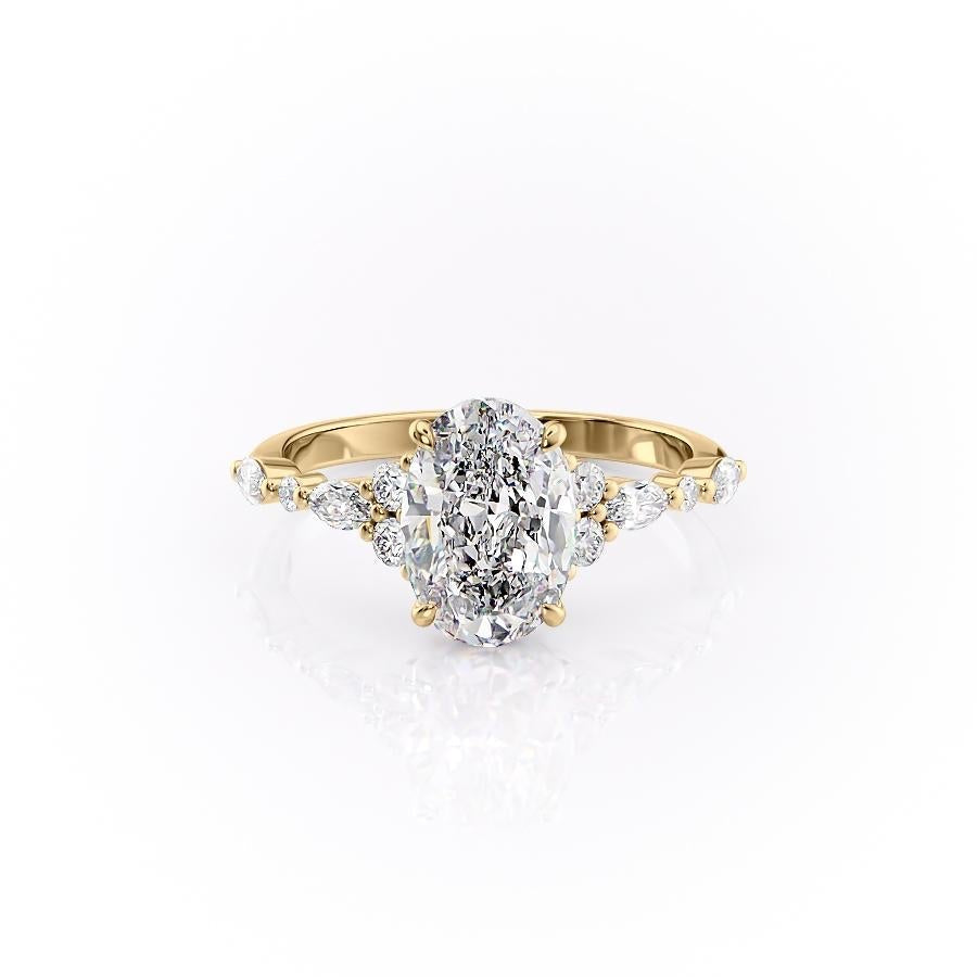 2.10 CT Oval Cut Cluster Moissanite Engagement Ring