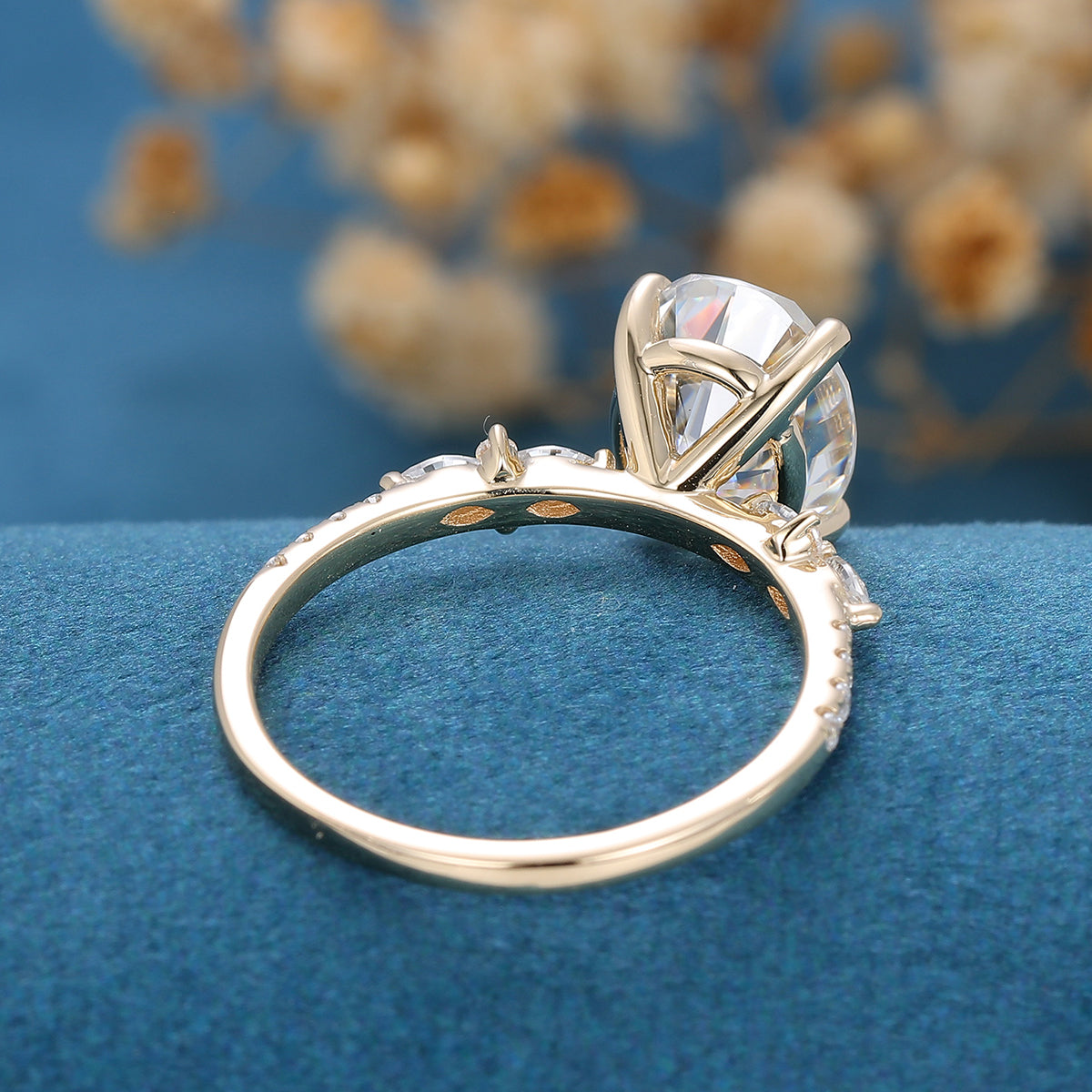 2.72 CT Oval Shaped Moissanite Solitaire Pave Engagement Ring