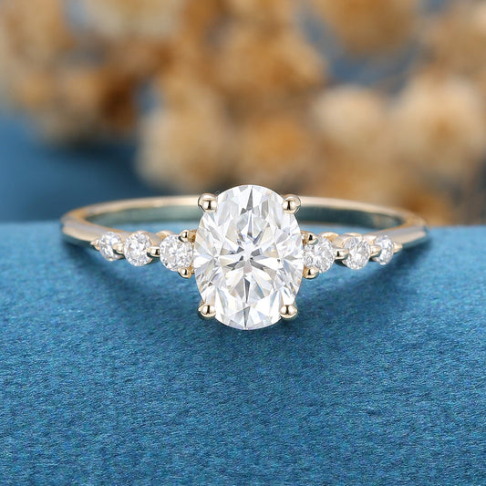 1.33 CT Oval Shaped Moissanite Solitaire Pave Engagement Ring