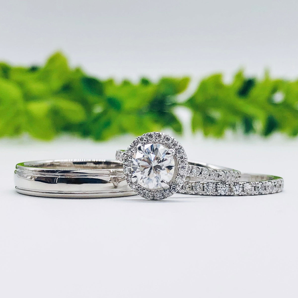1.5 CT Round Halo & Pave Moissanite Engagement Ring