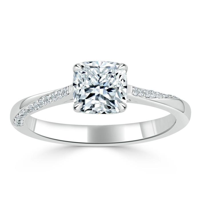 1.25 CT Cushion Cut Solitaire Moissanite Engagement Ring