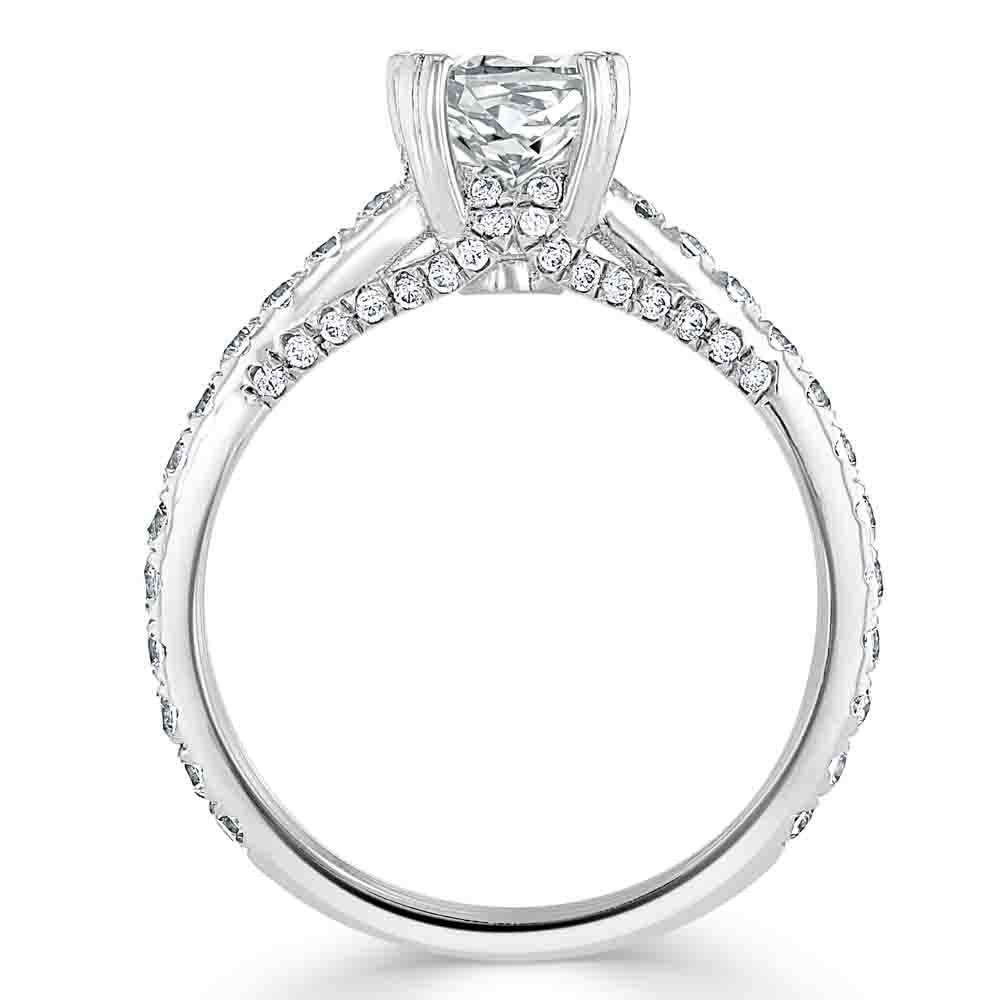 1.0 CT Cushion Cut Hidden Halo Pave Moissanite Engagement Ring