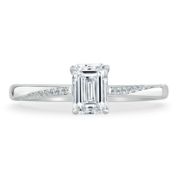 0.75 CT Emerald Cut Solitaire Moissanite Engagement Ring