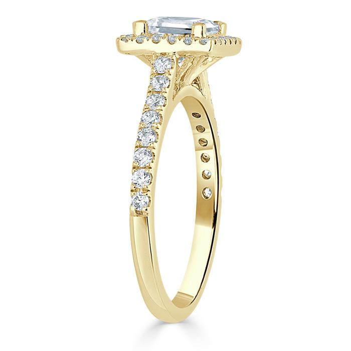 1.0 CT Princess Cut Halo Pave Setting Moissanite Engagement Ring