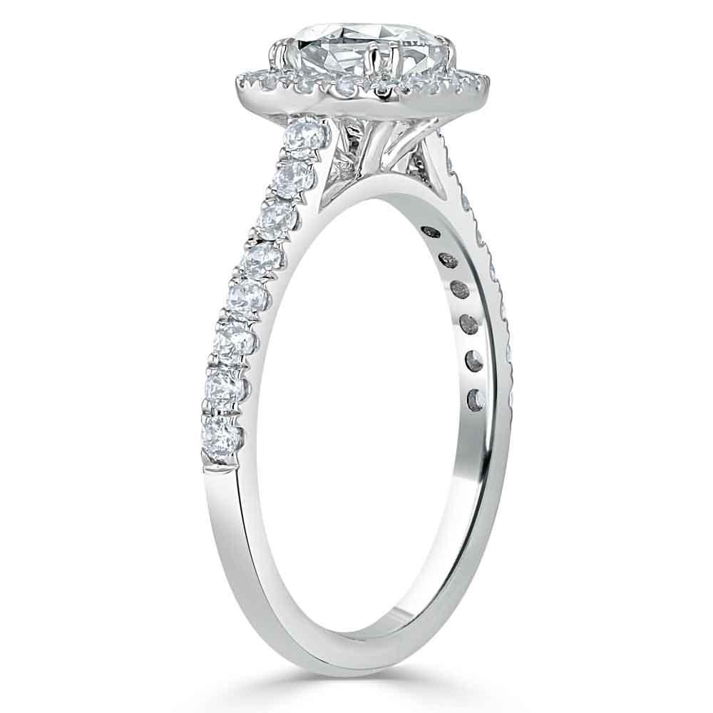 1.0 CT Cushion Cut Halo Pave Moissanite Engagement Ring