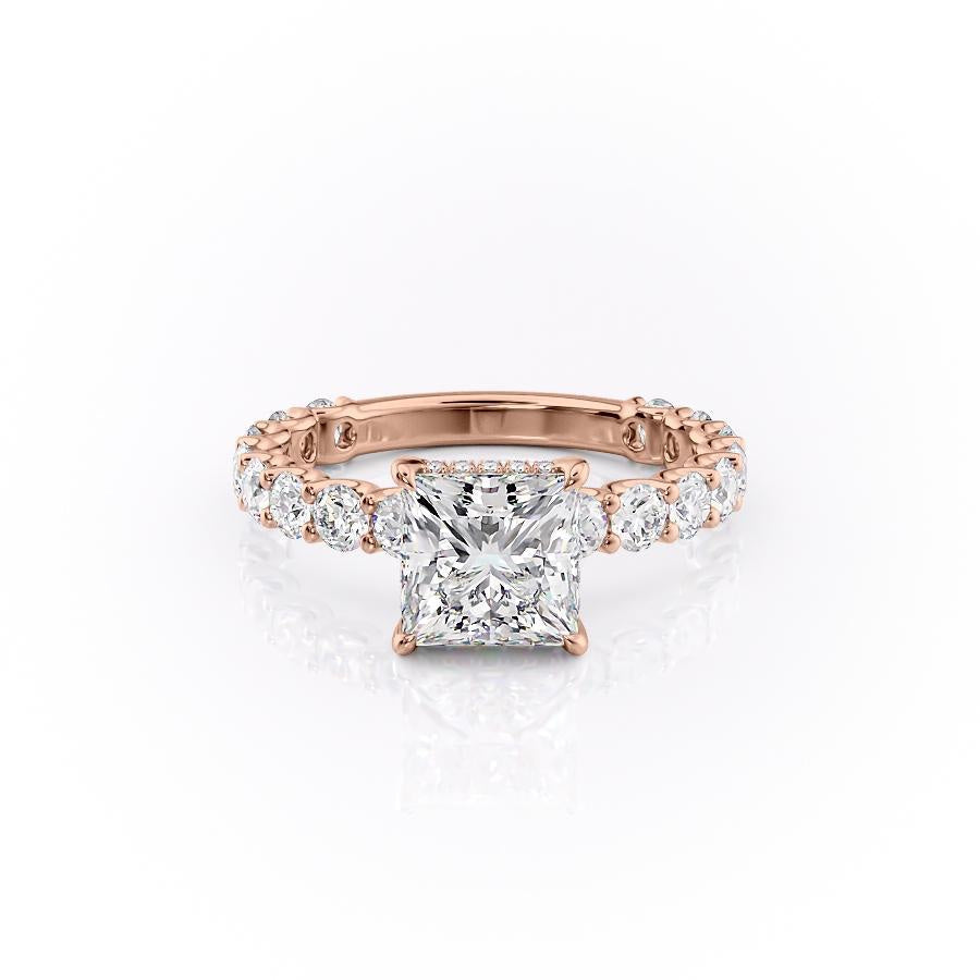 2.08 CT Princess Cut Solitaire Pave Setting Moissanite Engagement Ring